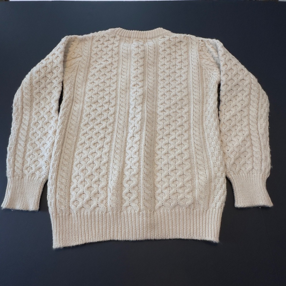 Aran Crafts Ireland Merino Wool Cable Knit Cardigan Sweater Cream Womens Small - Picture 7 of 9